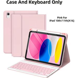 Voor for ipad 10e/11e, Air 4/5 10.9", Air 11 2024 M2/2025 M3, 10-inch Ultradunne Lichtgewicht Opladende Draadloze Keyboard Case met 3-Voudige Multi-Hoek Aanpassing Volledige Zachte Textuur