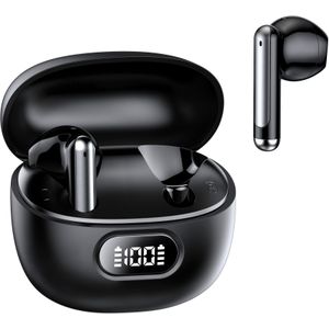 Draadloze oordopjes 5.3 Draadloos, 13 mm luidspreker, lange afspeeltijd, met Type-C oplaadcase, voor game/zakelijke/sport oordopjes met microfoon