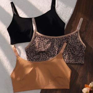 Three-pack -border Combo Leopard Print Plus Size Bralette Set