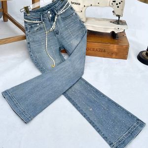 Dames Sparkling Rhinestone Wijde Pijpen Flared Broek - Lange Stretch Broek voor Lente, Zomer en Herfst, Casual & Chique Outfits (Geen Riem Inbegrepen)