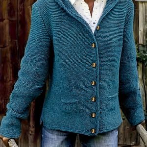 Voorkant Hoodie Cardigan, Elegante Lange Mouwen Cardigan Voor Herfst & Winter, Dameskleding