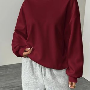 Dames Comfortabele Fleece Gevoerde Lange Mouw Crewneck Sweatshirt - Casual Kleur Pullover voor Herfst & Winter, Zacht & Warm Top, Casual Wear | Klassieke Sweatshirt | Top