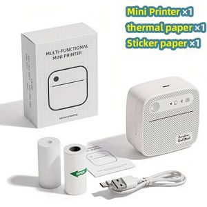 DOLEWA B3 Mini Printer, Draadloze Mini Fotoprinter, Draagbare Thermische Mini Printer voor Journaling, Studienotities, Kerst, Halloween- en Thanksgiving Cadeaulisten Monochroom Afdrukken