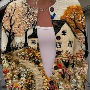 Dames Herfst/Winter Elegante en Veelzijdige Gedrukte Vest
