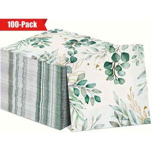 100 stuks Elegante Groene Wegwerp Servetten - 2-laags Bamboe , Ideaal voor Bruiloften, Feesten, & Vieringen, Perfect voor Moederdag voor Halloween, Kerst Event & Feestartikelen Halloween & Kerst