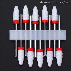 10 stuks keramische nagelboorbits set fraaibijl voor elektrische manicure bit vlam maïsbestanden pedicure machine polijstaccessoires cutics