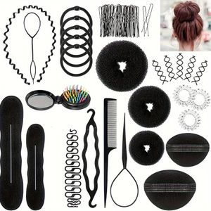 67-delige Haarstyling Set, Haardesign Accessoires DIY Haartool Kit Kappersset Magische Eenvoudige Snelle Spiraal Vlechtgereedschap voor Haarvlechten