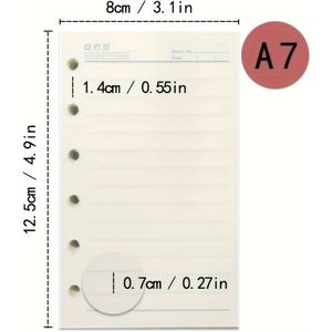 1 Pack A5/a6/a7 Refill Paper, 6 Holes Loose Leaf Paper, 6 Ring Refillable Binder Notebook Planner Diary Personal Organiser Budget Planner, Each Pack Sheets, 200 Pages