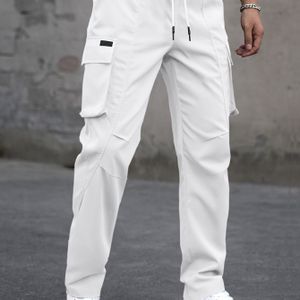 Casual Cargo Broek Voor Heren Met Meerdere Zakken - Trendy Olijfgroen, Niet Stretchend, Perfect Voor Casual Kleding