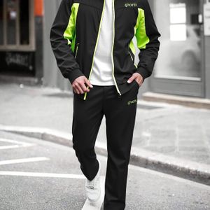 Heren Casual Patchwork Comfortabel En Goed Draagende Jas En Lange Broek Tracksuit