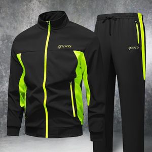 Heren Casual Patchwork Comfortabel En Goed Draagende Jas En Lange Broek Tracksuit