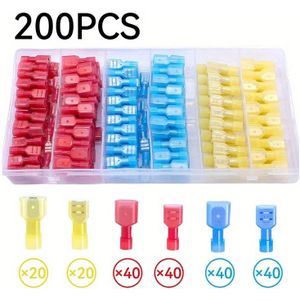200 stuks Schep Terminal Kit 22-10AWG Volledig Geïsoleerd Quick Disconnect Male Female Multicolor voor Auto Boot Marine Speaker Industriële Toepassing
