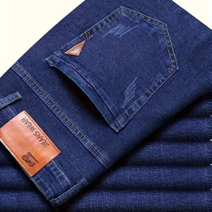 Klassieke Kleur Heren Jeans met Pasvorm - voor Alle Seizoenen met Stretchstof, Duurzaam & Stijlvol voor Dagelijks , Casual Zakelijke Jeans