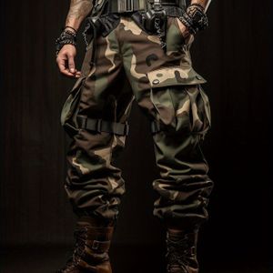 Heren Camo Cargo Broek met Multi-Zak Ontwerp - Duurzaam Polyester, Casual Buitenkleding voor Alle Seizoenen