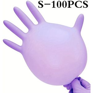 100/200 stuks paarse wegwerpnitrilhandschoenen, geschikt voor huishoudelijk schoonmaken, huisdieren , haarverven, nagelart - Essentiële schoonmaakbenodigdheden, poedervrij, niet-handschoenen