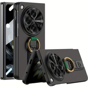TEMU OnePlus Open/Oppo Find N3 Carbon Fiber PC-hoesje met ringhouder - Schokbestendige harde slanke beschermhoes