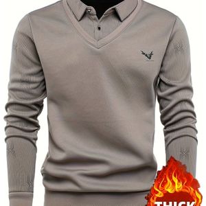 Heren Golf Polo Shirt voor Herfst-Winter | Lange Mouwen, Vest Design, Diamant-Verzwaarde Borst, Slim Stripe Voering, Zacht en Warm voor Casual Kleding, Regular Fit, Single Breasted