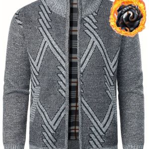 Casual herenvest met volledige ritssluiting, thermische regular fit gebreide sweater