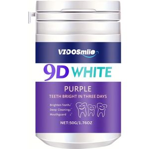 1 Flesje Witmakend Tandpoeder 50G, Dieptereinigende Gebitsbleekmiddel, Verfrist de Adem, Gemakkelijk te Gebruiken, Reisformaat voor Thuis en Onderweg