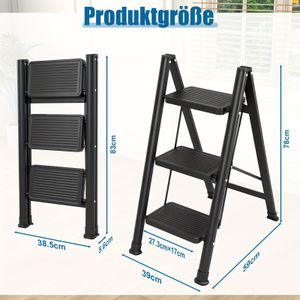 Trapladder, 4 treden ladder, keukenladder, ijzer, brede treden