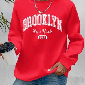 BROOKLYN New Letters 1898 Digitale Print Dames Mode Sweatshirt, Lente Nieuwe Mode Casual Crew Neck Sweatshirt, Dames