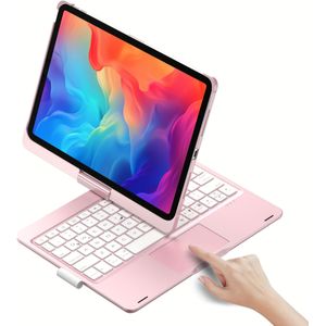 Hoes voor iPad 10e Generatie met Toetsenbord & Trackpad - 10,9” Dun & Licht Tablet PC, 360° Draaibare Cover, -C (Compatibel met iPad Air, 10 Kleuren Achtergrondverlichting Toetsenbord)