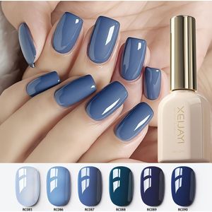 6 Kleuren Gel Nagellak Nieuw Aanbevolen IJsbloei Blauwe Nail Art, Zachte en Veelzijdige Blue Gel Nagellak, Verzadigde Glans Stevige en Langhoudende Gel voor Salon of DIY Vrouwen Cadeaus