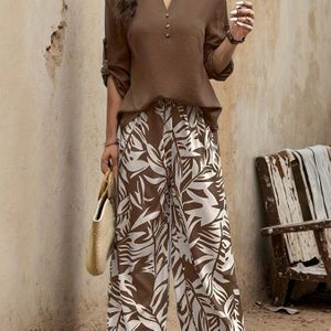 -Zomer Elegante Pullover Lange Mouwen Top + Broek Set