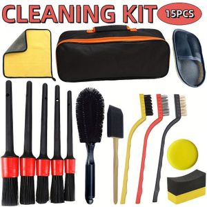 Auto Reinigingsset: Auto Was Handschoenen, Wielborstel, Gele Waxing Spons, Bandenspons, Auto Was Handdoek, 3 Borstels, 5 Maten Lange Reinigingsborstel, Zwarte Spons Spleetborstel