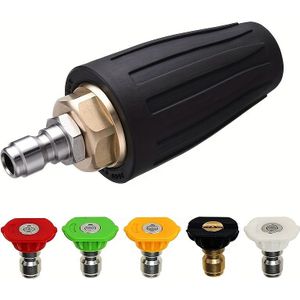 1 Set 3000 Psi Pressure Washer Rotating Turbo Nozzle 4.0 Gpm Quick Connector Turbo Nozzle With 7 Pieces Spray Nozzle Tips Kit Multiple Degrees (0, 15, 25, 40, , Rinse1, Soap2)