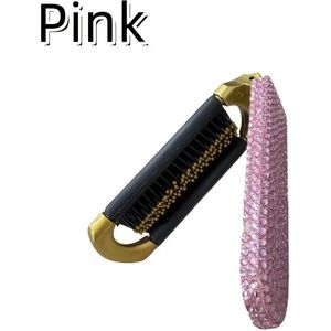 1pc Schitterende Opgezette Haarborstel Met Opgezette Steentjes, Ingebouwde Spiegel, Nylon Borstels, Draagbare ABS-plastic Handvat Voor Haar, Reisvriendelijke Haarborstel