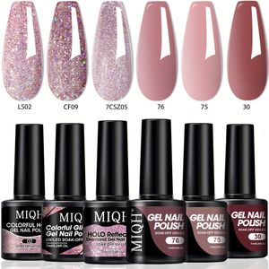 6-delige Gel Nagellak Set, Roze Paarse Gel Nagellak Kit voor langdurig nail art design