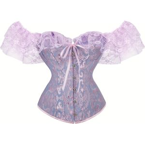 Strapless korset met gebloemde kanten rand, jacquard bodyshaper met vetersluiting voor de buik, dameslingerie en shapewear