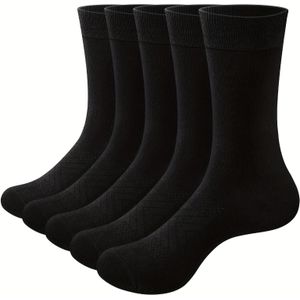 5 Paar Heren Bamboe Sokken Zachte Kleur Zakelijke Sokken Ademende Kleding Sokken Dagelijkse Mannensokken Zwart Wit