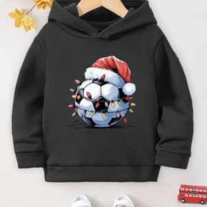 Marineblauwe Santa Voetbal & Kerst Hoodie - Voetbalprint Trui met Santa Muts, Wasmachinebestendige Winter Pullover voor Casual Koud Weer (Regular Fit)