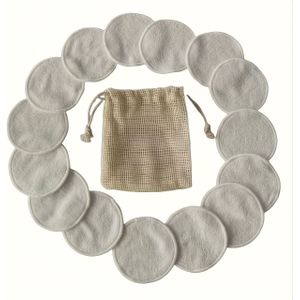 Herbruikbare Make-up Remover Pads, Wasbare Bamboe Doekjes Geschikt voor Alle Huidtinten, Inclusief Tasje