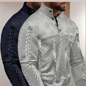 2 stuks Heren Henley Shirt Set, Herfst Winter Casual Sport Pullover, Outdoor Thuis Mode Gebreide Trui, Modieuze Heren Henley Kraag Turtleneck Lange Mouw