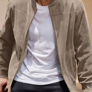 Heren Casual Retro-Inspired Lichtgewicht Ritsjack - Kleur, Machinewasbaar met Baseballkraag