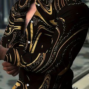 Heren Overhemd met Lange Mouwen, Onregelmatig Ontwerp, Stijlvolle Comfortabele Pasvorm Knoopsluiting Bovenkant, Veelzijdige Mode voor Feest & Dagelijks