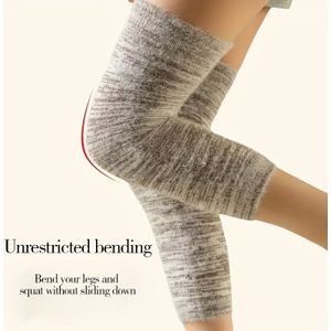 1 Paar Winter Warme Compressie Beenmouwen voor Mannen & Vrouwen, Kasjmier-Blend Knie Ondersteuning, Antislip Fit, Pull-On Ontwerp met Multi-Stof Stretch - Ongeladen