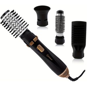 HATTEKER 4-in-1 Haardroger & Stylingtool - Multifunctionele Krultang, Strijkkam en Roterende Hot voor Golven - 1200W, Amerikaanse Stekker