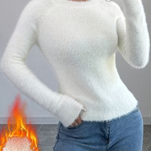 Dames Zachtroze Trui - Knusse Lange Mouw Ronde Hals, Elegant & Veelzijdig voor Thuis, Kantoor of Uitjes, Perfect voor Herfst/Winter, Stijl, Kleding | Elegante Knitwear | Medium Stretch Stof