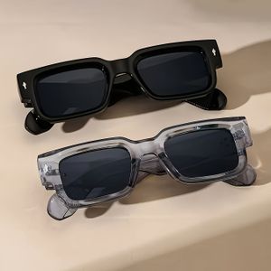 Stijlvolle vierkante montuur herenbril, set van 2 stuks met zwarte frames en transparante glazen, ideaal voor feestjes en festiviteiten