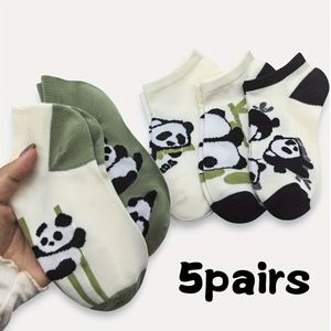 5/10 Paar Super Schattige Panda Print Enkelsokken - Cartoon Unisex Korte Sokken voor Vrouwen & Mannen, Diverse Kleuren, Alleen Handwas, Lente Zomer Casual Kleding, Leuke Sokken