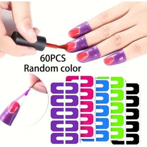 60st U-vormige Nagellak Beschermers - Peel Off Vinger- & Nagelriembeschermers voor Eenvoudige Manicure, Stempelen & Schilderen | Geurloze Nagelverzorgingsaccessoires
