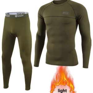 ESDY Heren Thermisch Ondergoed Set - Heren Tactisch Shirt - Outdoor Sport, Fitness Elastisch Gebreid Ondergoed Set - Top & Herfstbroek Zacht en Warm Basis Thermisch Ondergoed