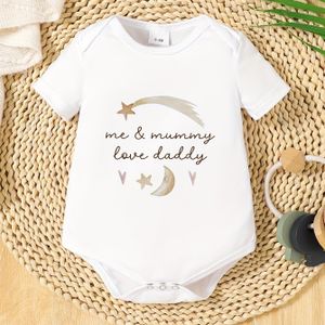 Ik en Mama voor Papa Baby Onesie, Ronde hals korte mouw lente- en zomerkleding, Perfect voor Buiten