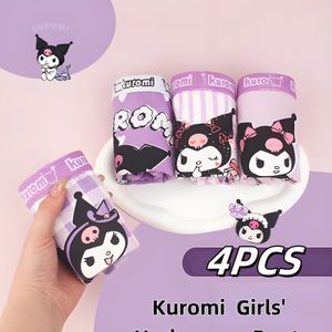 4 stuks Schattige Kuromi Ondergoed voor Meisjes - Kuromi Serie Anime Karakter 4-Hoek Slipjes, Zacht Ademend Ondergoed voor Alle Seizoenen, Ideaal Cadeau voor Meisjes (& Kleine Meisjes)