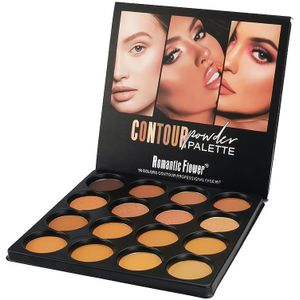 Donkere Licht Beige 16-kleuren poeder compact palette, 12 kleuren contour & 4 kleuren highlighter poederset, volledig matte natuurlijke langdurige gezichtsverf