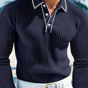 Herenmode Casual Contrasterende Kleur Revers Knoopsluiting Lange Mouw Overhemd voor Herfst en Winter